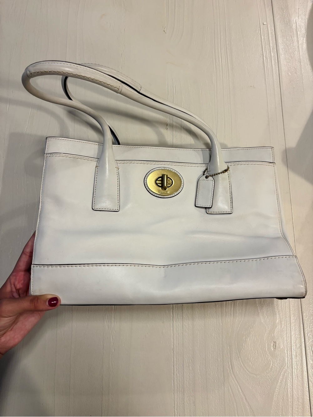 Authentic Coach White Leather Bag